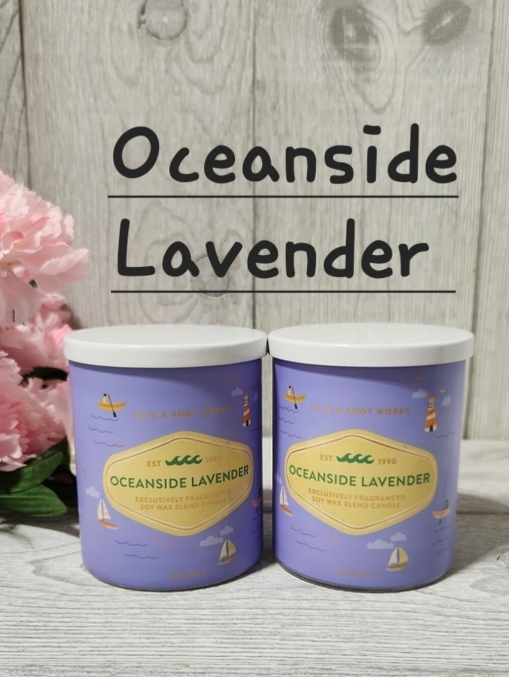 Bath & Body Works Oceanside Lavender 8oz Single Wick Candles X2